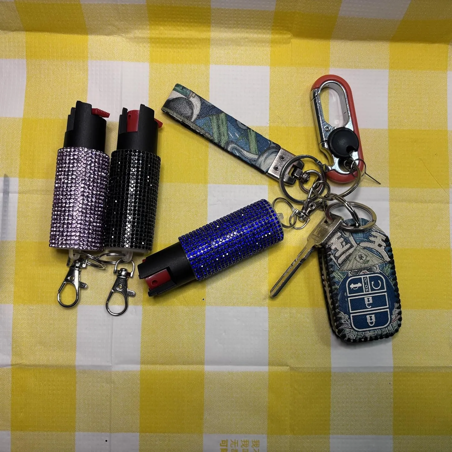 Pepper Spray - Maximum Strength - Fashionable Acrylic Diamond Design Pepper Spray Keychain - Quick and Easy Access Snap-Clip for Secure Attachment,