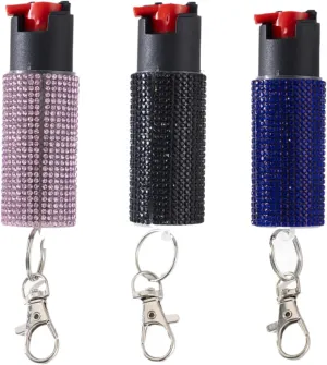 Pepper Spray - Maximum Strength - Fashionable Acrylic Diamond Design Pepper Spray Keychain - Quick and Easy Access Snap-Clip for Secure Attachment,