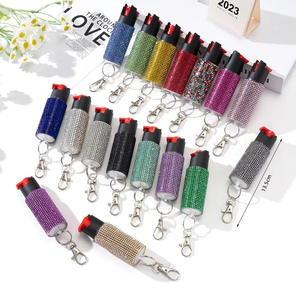 Pepper Spray - Maximum Strength - Fashionable Acrylic Diamond Design Pepper Spray Keychain - Quick and Easy Access Snap-Clip for Secure Attachment,