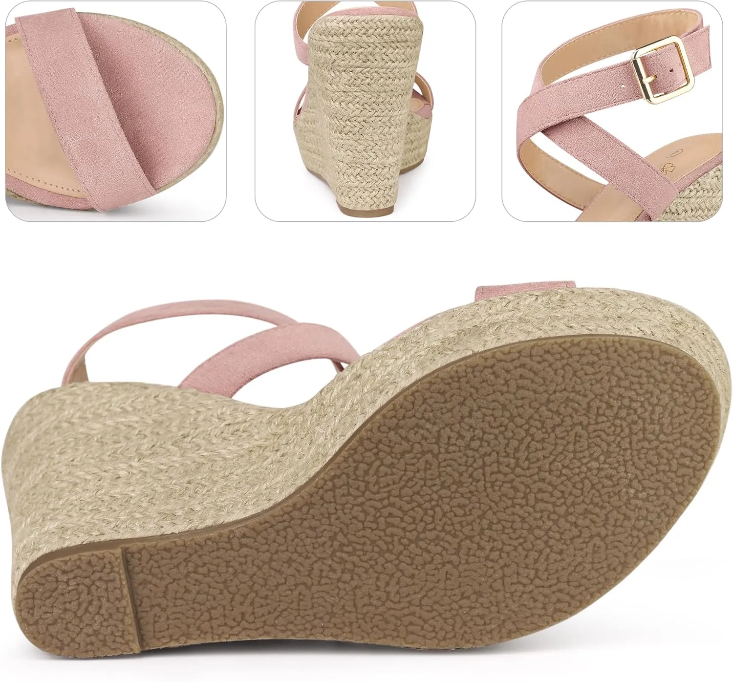 Perphy Slingback Crisscross Espadrille Wedge Heel Sandals for Women