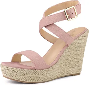 Perphy Slingback Crisscross Espadrille Wedge Heel Sandals for Women