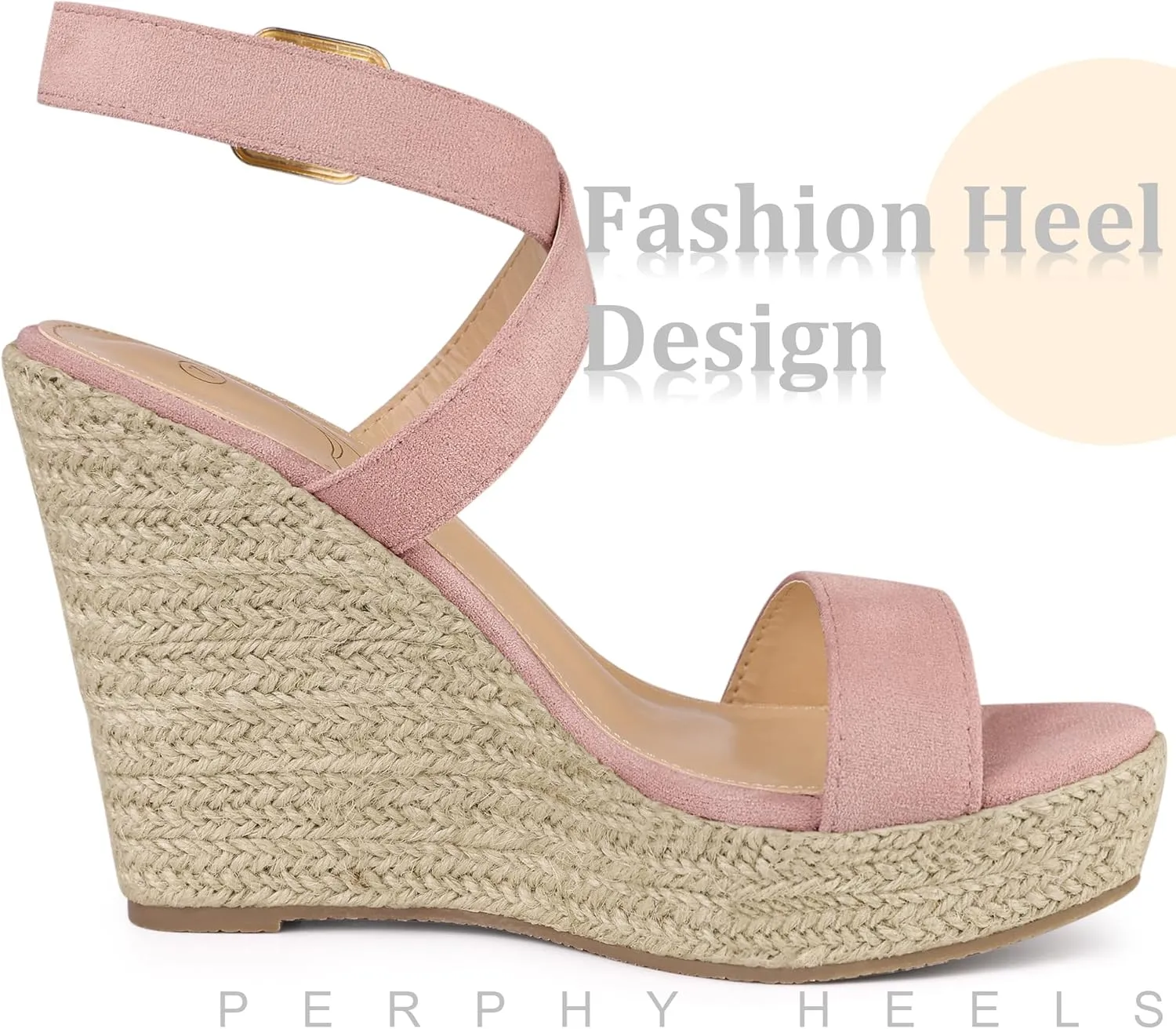 Perphy Slingback Crisscross Espadrille Wedge Heel Sandals for Women