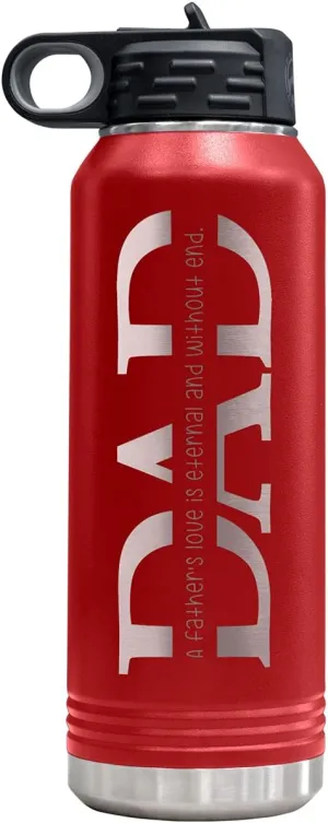 PlaqueMaker 32-oz Stainless Steel Customized Water Bottle For Dad- Includes Kids Names- Great for Father's Day, Christmas, His Birthday, or Just Because - Select from a Variety of Colors (Red)