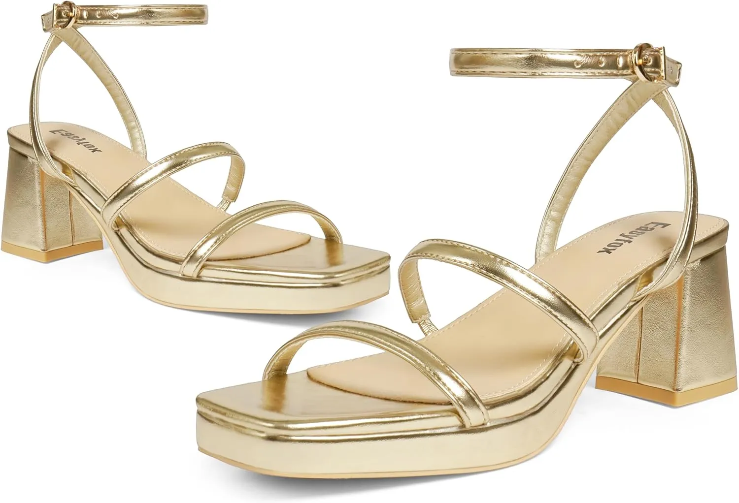 Platform Heels for Women Open Toe Chunky Heels Two Strap 7cm/2.76" Heeled Sandals