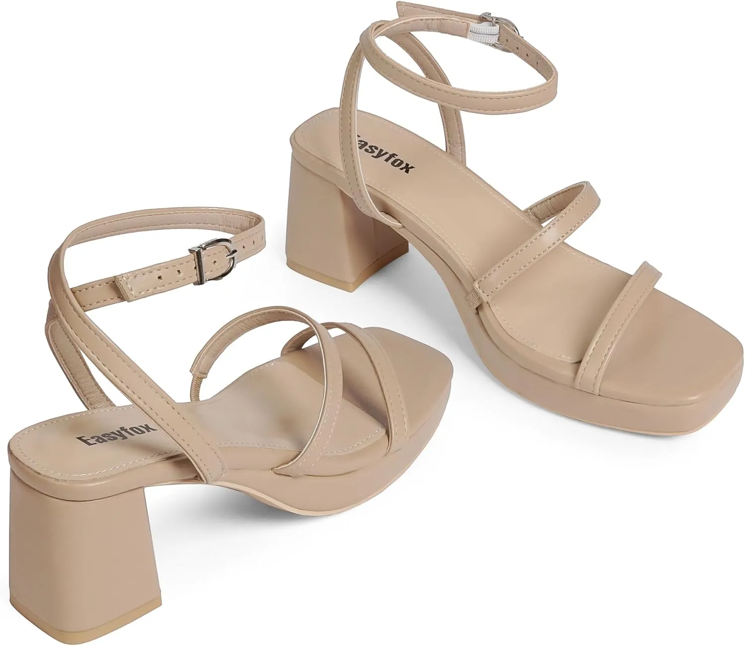 Platform Heels for Women Open Toe Chunky Heels Two Strap 7cm/2.76" Heeled Sandals