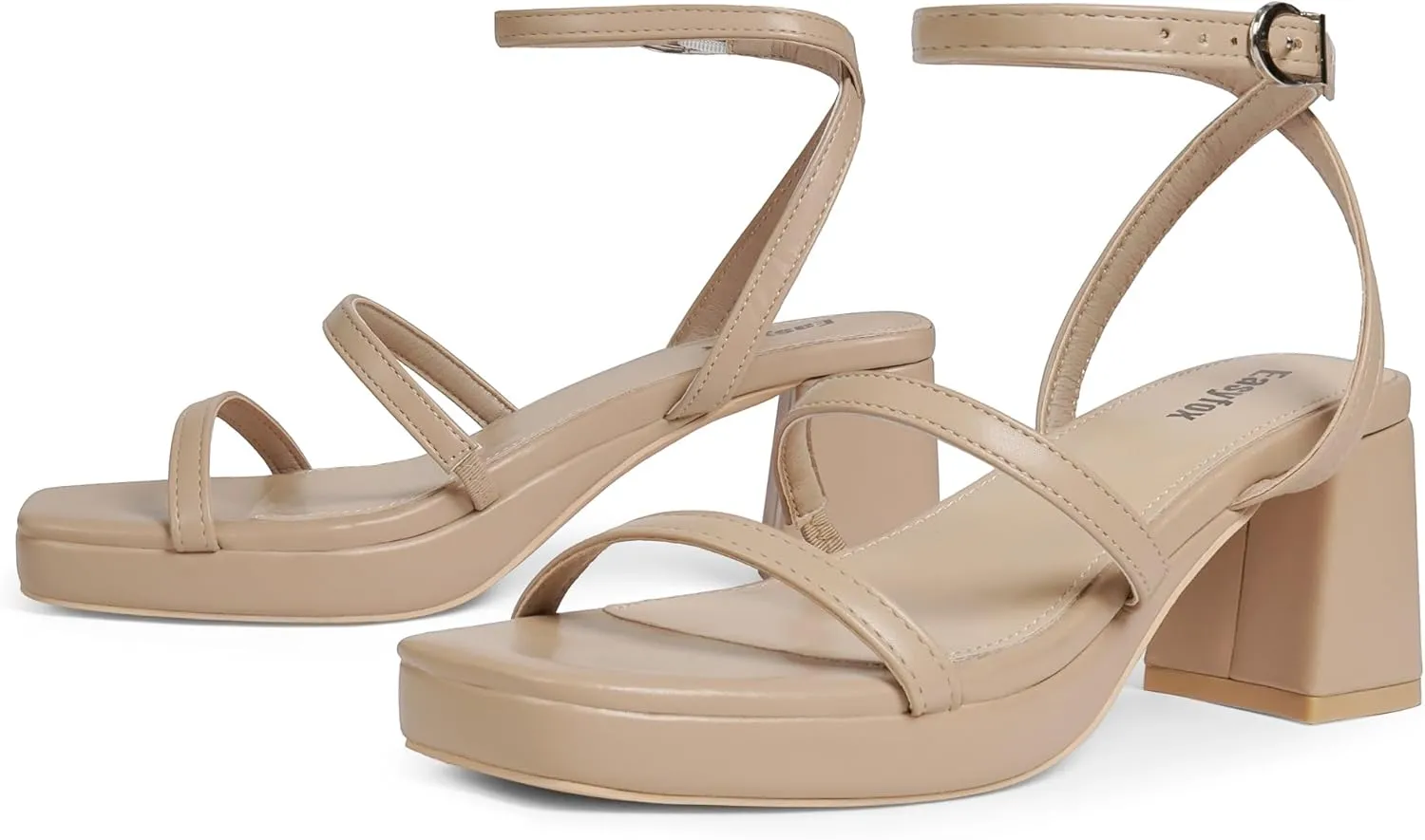 Platform Heels for Women Open Toe Chunky Heels Two Strap 7cm/2.76" Heeled Sandals