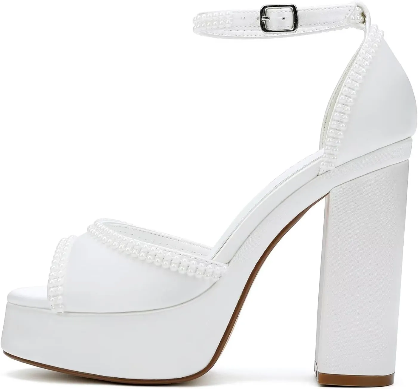 Platform Heels Wedding Shoes for Bride Ankle Strap Bridal Heeled Sandals Wedding Heels