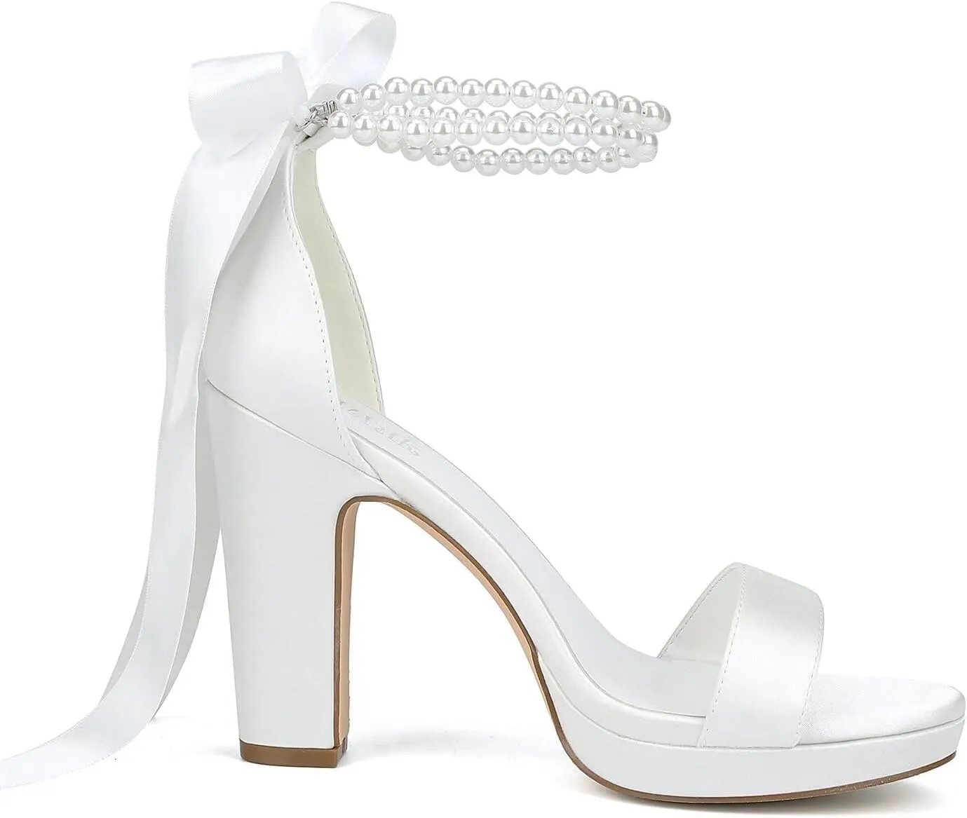 Platform Heels Wedding Shoes for Bride Pearl Heels Open Toe Bridal Shoes Wedding Heeled Sandals