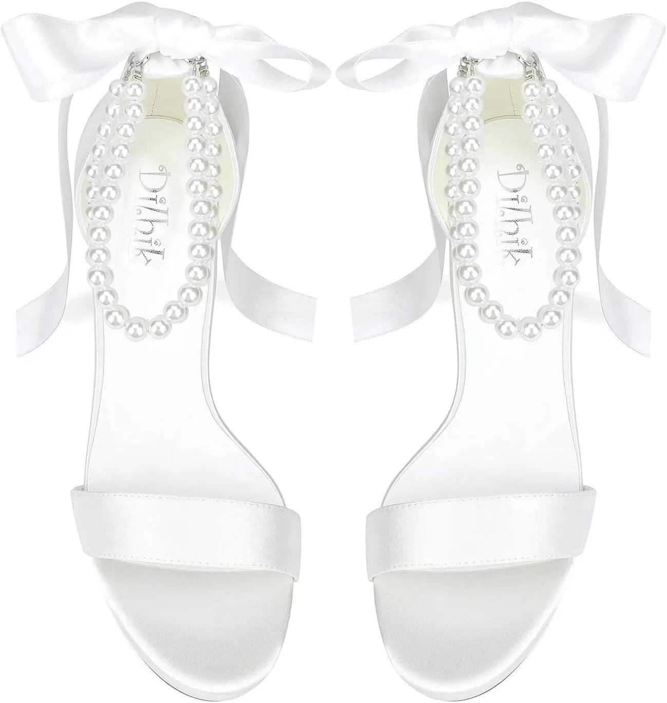 Platform Heels Wedding Shoes for Bride Pearl Heels Open Toe Bridal Shoes Wedding Heeled Sandals
