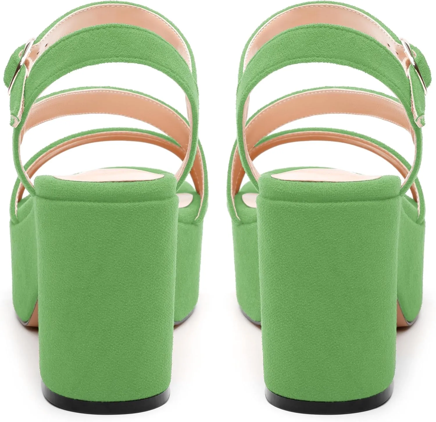 Platform Wedges Women - Chunky Heel Sandals with Adjustable Ankle Strap, Open Round Toe Solid Color for Office, Parties & Daily Wear