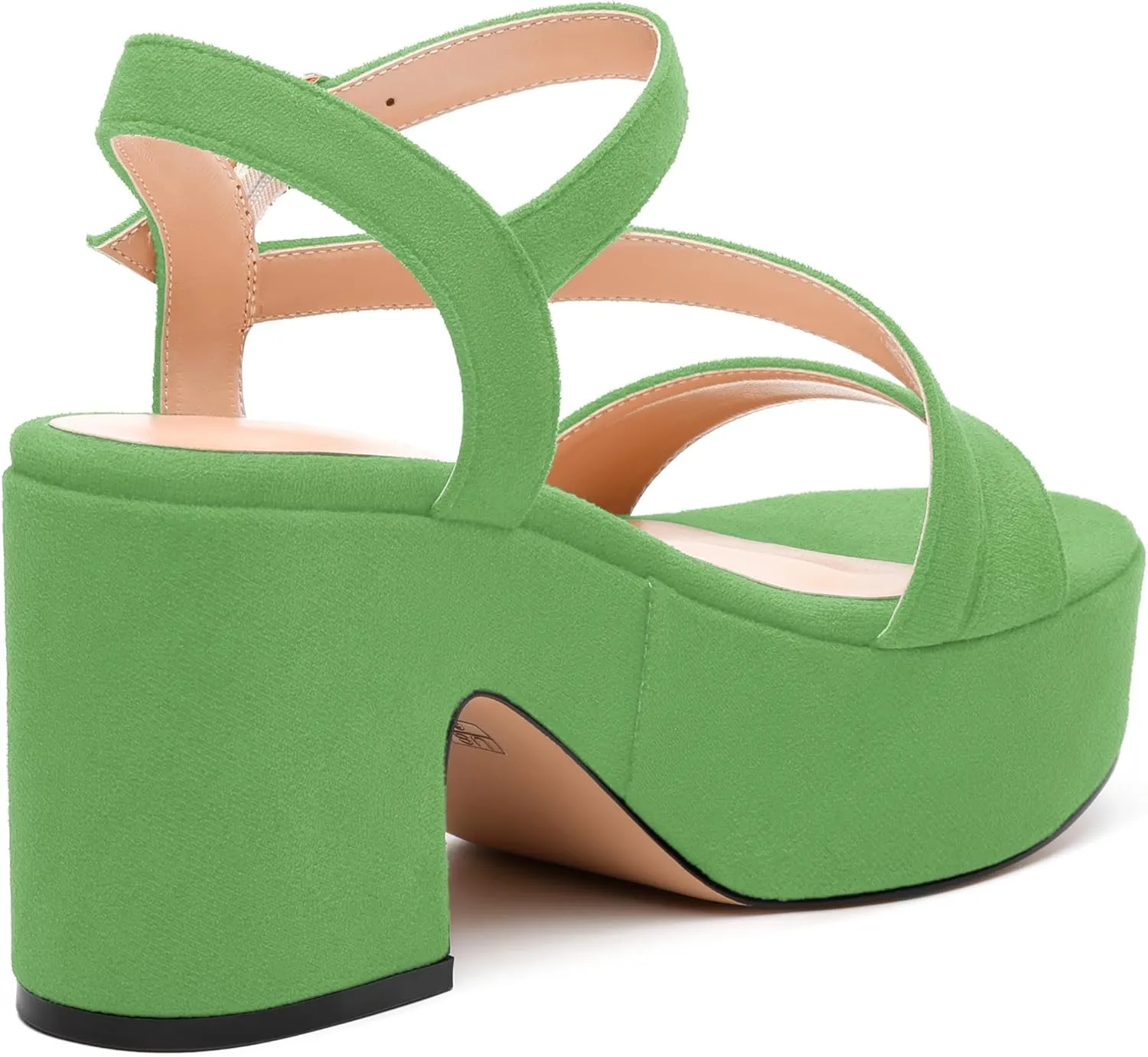 Platform Wedges Women - Chunky Heel Sandals with Adjustable Ankle Strap, Open Round Toe Solid Color for Office, Parties & Daily Wear