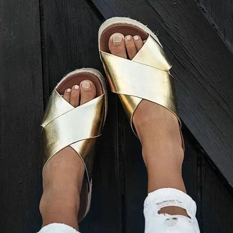 Plus Size Peep Toe Platform Sandals Slip-on Slippers
