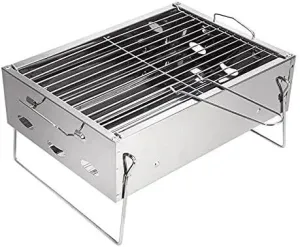 Portable BBQ Grill Charcoal Grill for 2-4 People, Stainless Steel DIY Barbecue, Outdoor Camping, and Picnic Use