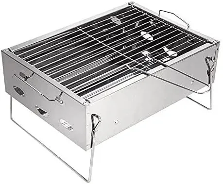 Portable BBQ Grill Charcoal Grill for 2-4 People, Stainless Steel DIY Barbecue, Outdoor Camping, and Picnic Use