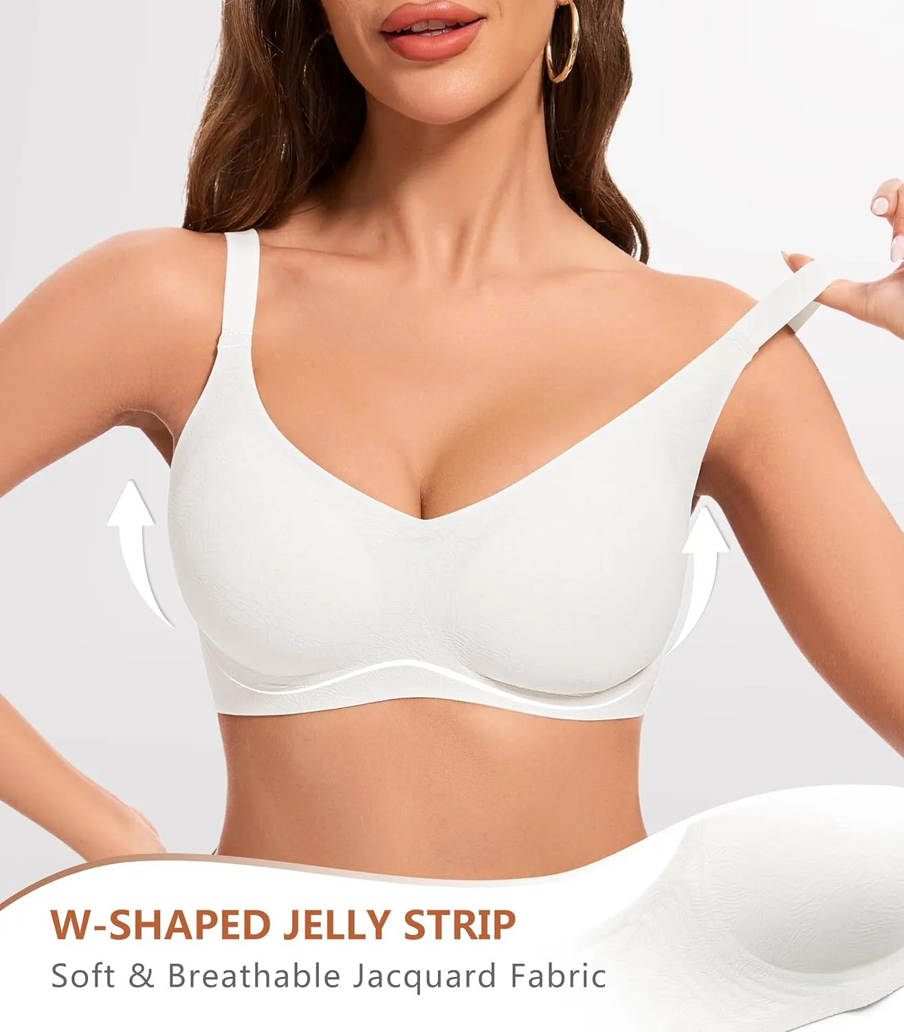 POSESHE Womens Wireless Bras Comfortable Supportive Jacquard Tshirt Bra No Underwire Seamless Push Up Everyday Bralettes