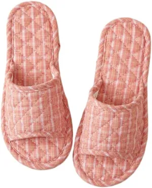 Premium Comfort All Seasons Checker Plaid Women's House Slippers Indoor Soft Home Slip On Shoes Cushion Sole