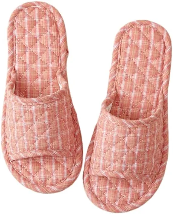 Premium Comfort All Seasons Checker Plaid Women's House Slippers Indoor Soft Home Slip On Shoes Cushion Sole