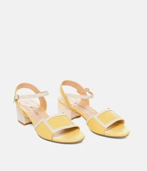 Pretty Sunshine Yellow/Cream Block Heel Sandals