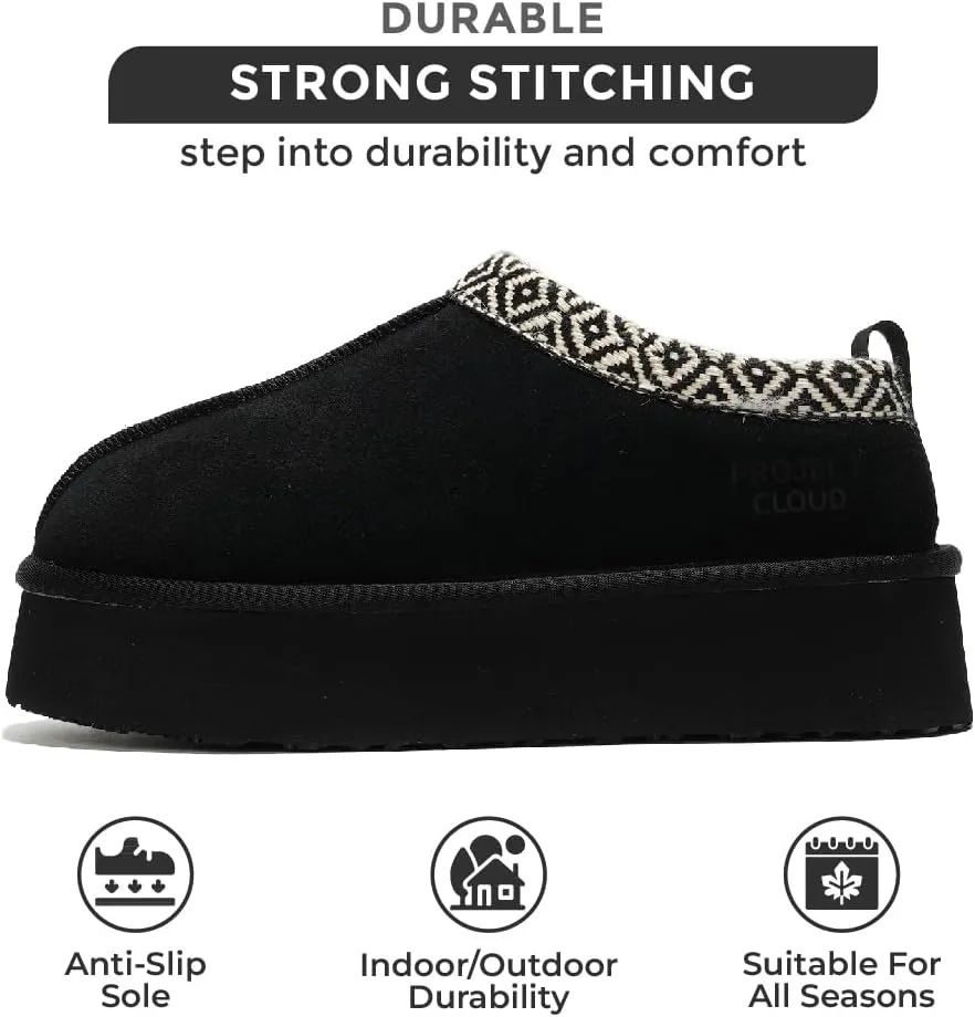 Project Cloud 100% Genuine Leather Platform Slippers for Women – Soft Memory Foam Womens Slippers & Supportive Clogs for Women 2025 – Cozy, Stylish Everyday Footwear (Sayre)