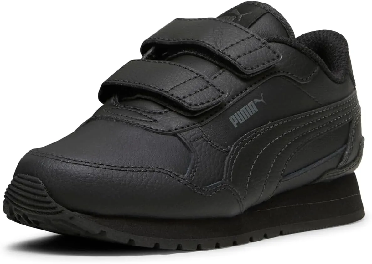 PUMA ST Runner Hook and Loop Sneaker, Black-Shadow Gray, 11.5 US Unisex Little Kid