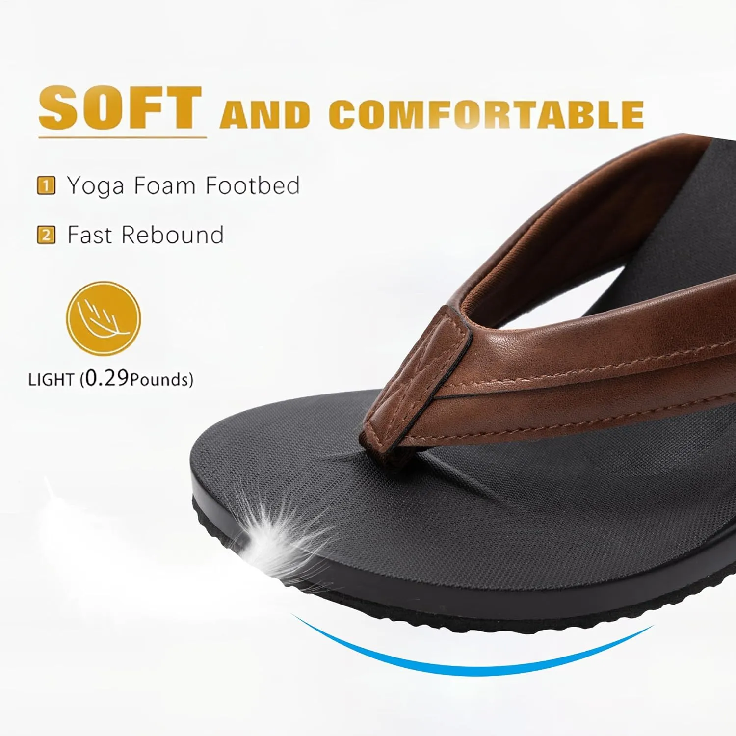 QIGEGE Flip Flop For Men with Arch Support Ultra Soft Cushion Footbed Slip On Lightweight Comfortable Thick Yoga Mat Thong Sandals Beach Thong Slides