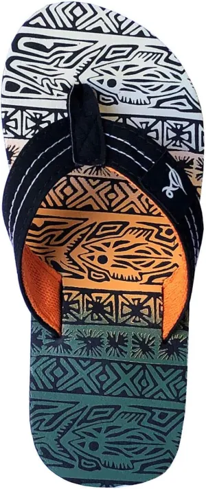REDVOLUTION New Boys' Beach Sandal TRIBAL Tattoo | Geometric Bali Flip-Flop Sandals