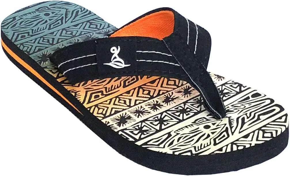 REDVOLUTION New Boys' Beach Sandal TRIBAL Tattoo | Geometric Bali Flip-Flop Sandals