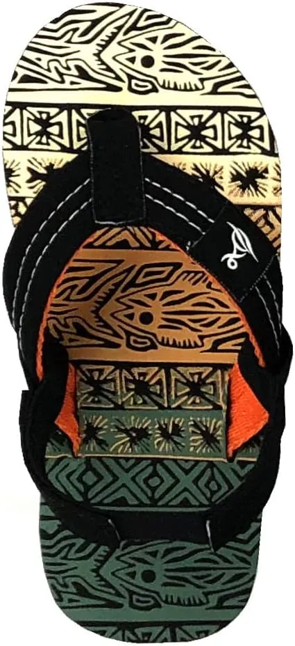 REDVOLUTION New Boys' Beach Sandal TRIBAL Tattoo | Geometric Bali Flip-Flop Sandals