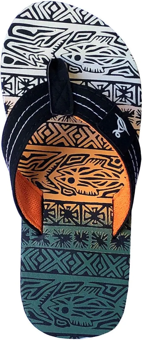 REDVOLUTION New Boys' Beach Sandal TRIBAL Tattoo | Geometric Bali Flip-Flop Sandals