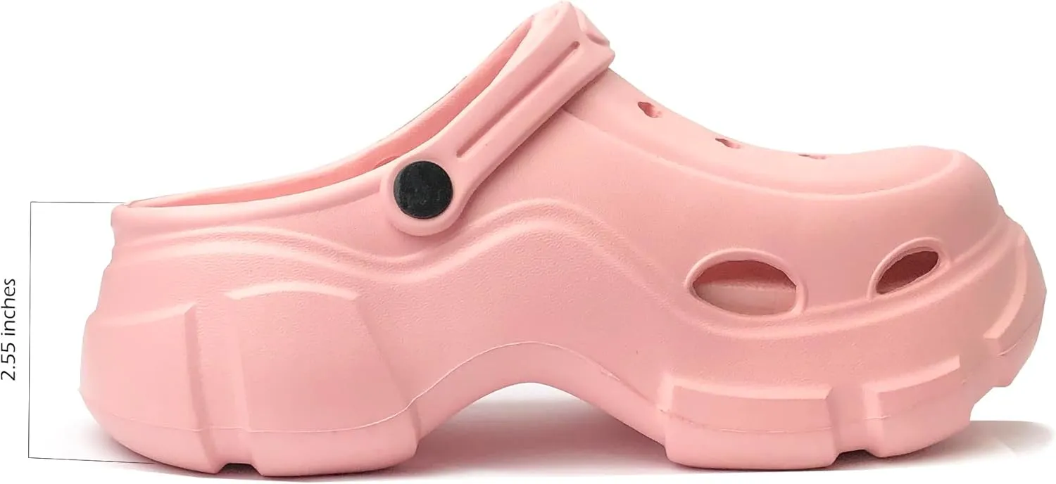 REDVOLUTION Women's Platform Clogs Thick Sole Mules Shoes Soft EVA Footbed
