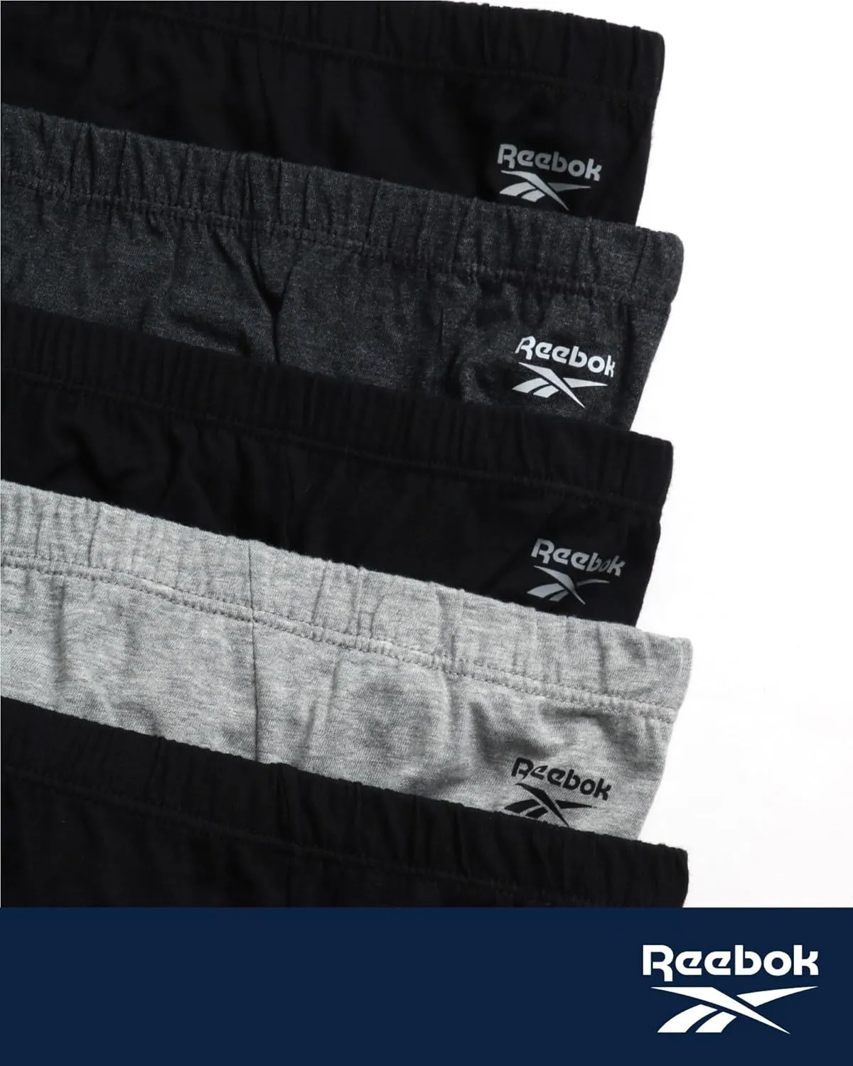 Reebok Low Rise Mens Briefs - 5 Pack Soft Cotton Underwear with Supportive Contour Pouch - Supportive Fit for Everyday Wear