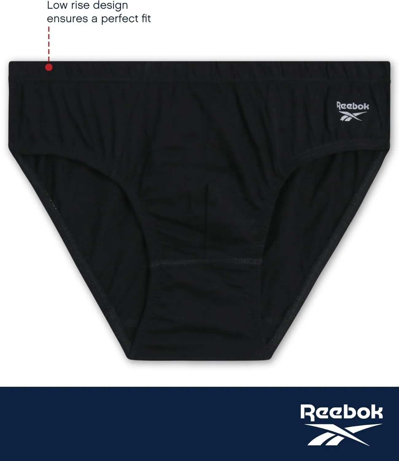 Reebok Low Rise Mens Briefs - 5 Pack Soft Cotton Underwear with Supportive Contour Pouch - Supportive Fit for Everyday Wear