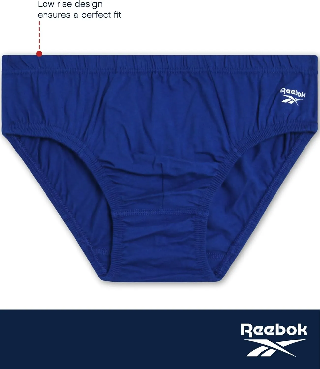 Reebok Low Rise Mens Briefs - 5 Pack Soft Cotton Underwear with Supportive Contour Pouch - Supportive Fit for Everyday Wear