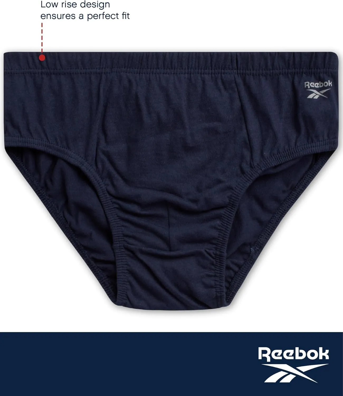 Reebok Low Rise Mens Briefs - 5 Pack Soft Cotton Underwear with Supportive Contour Pouch - Supportive Fit for Everyday Wear