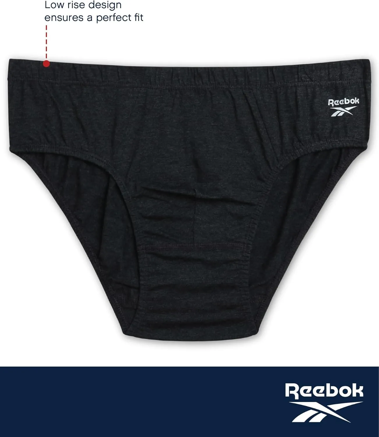 Reebok Low Rise Mens Briefs - 5 Pack Soft Cotton Underwear with Supportive Contour Pouch - Supportive Fit for Everyday Wear