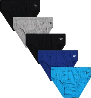 Reebok Low Rise Mens Briefs - 5 Pack Soft Cotton Underwear with Supportive Contour Pouch - Supportive Fit for Everyday Wear