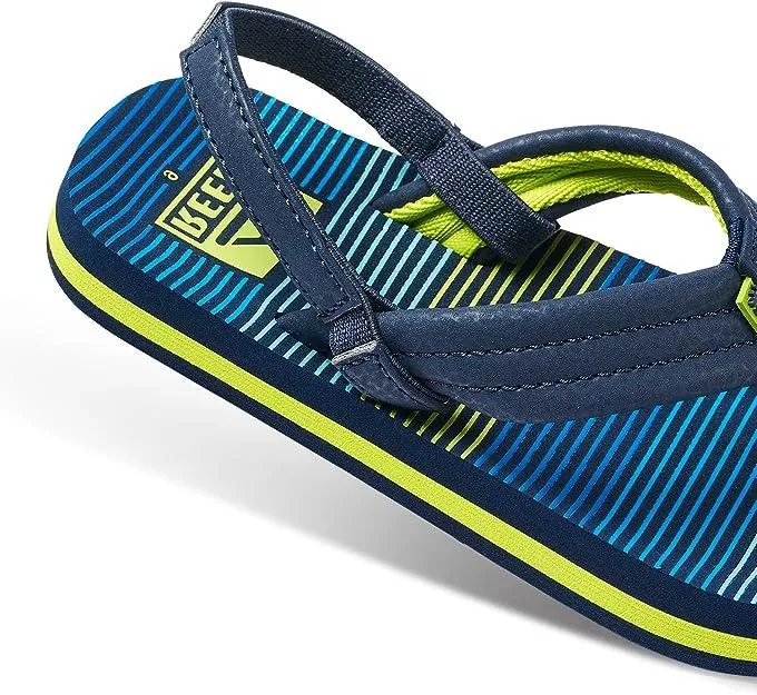 Reef Little Ahi Flip-Flop Unisex I Cushioned, Lightweight  & Non-Slip Kid's, Beach Sandals, Aqua Green Stripe