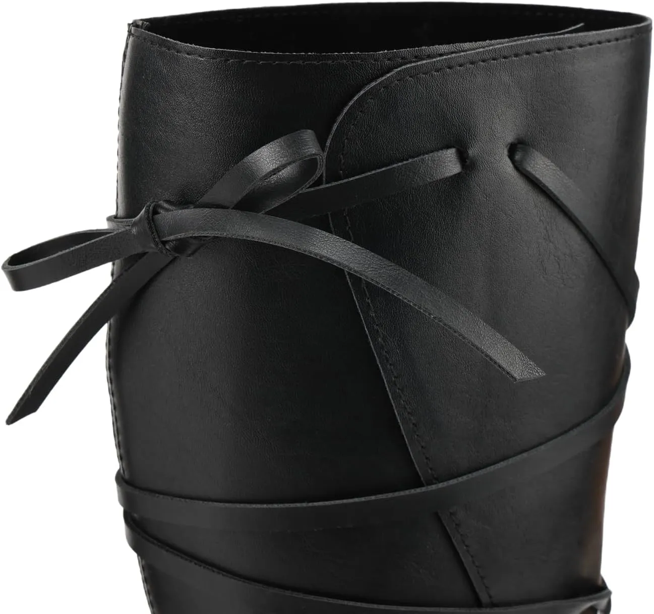 Renaissance Medieval Pirate Cosplay Halloween Boots Men Women PU Leather Mid Calf Lace Up Vintage Stage Viking Tied Shoes Boots