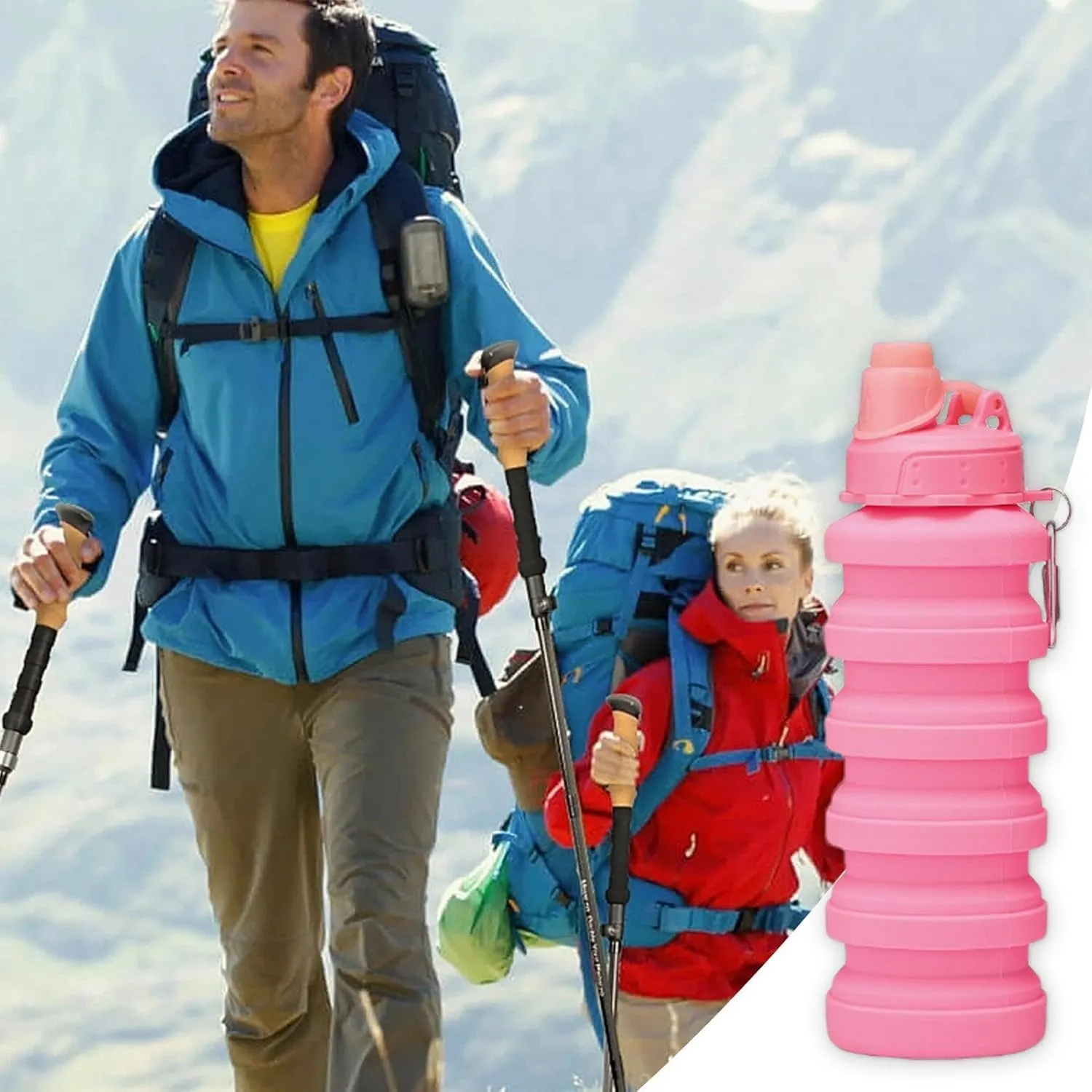 Retractable Water Bottle - Silicone Sports Water Bottle | Reusable Flexible Water Cup, Foldable Sports Water Bottle With Carabiner 700ml For Sports, Gym, Hiking, Travel