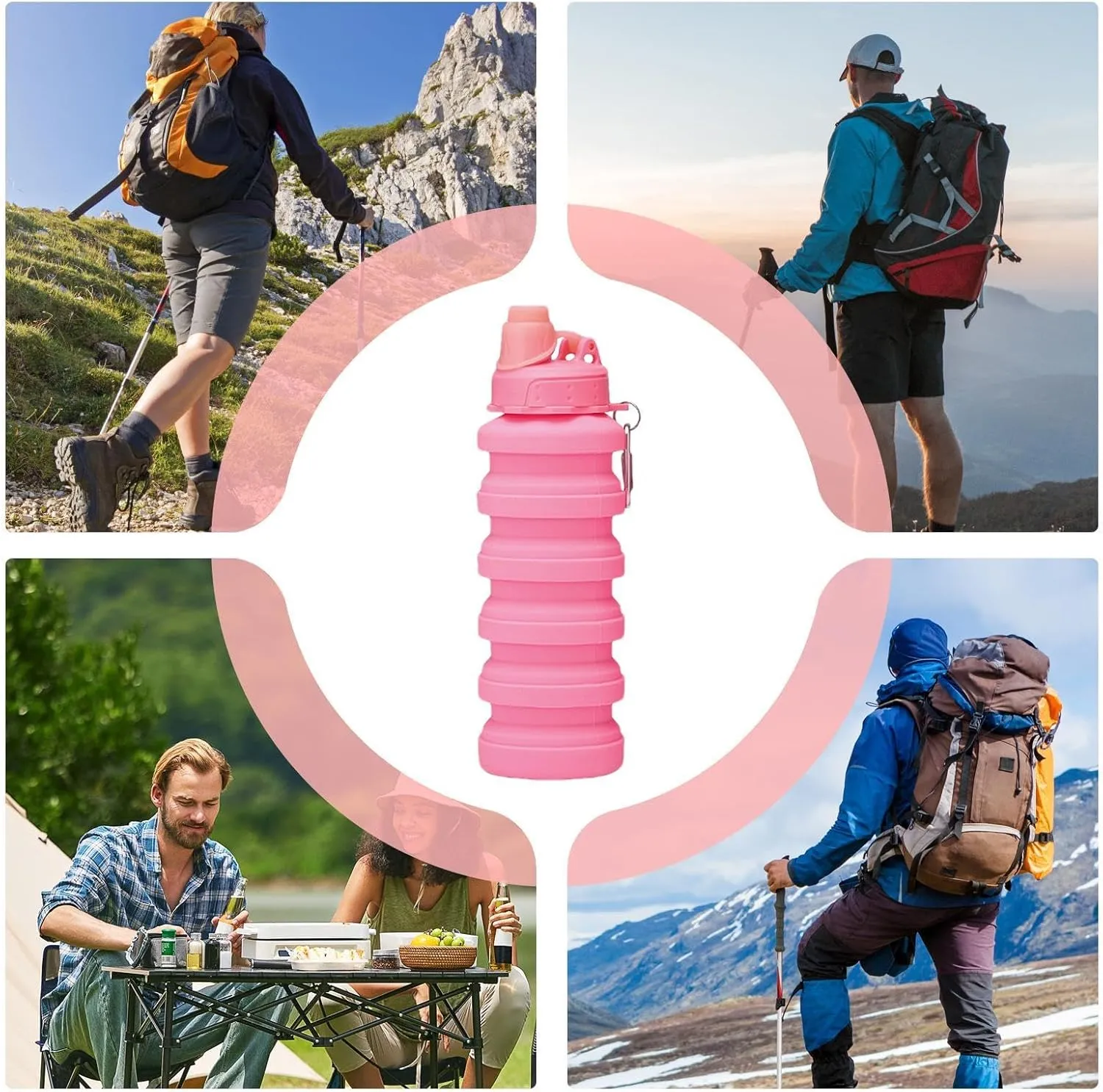 Retractable Water Bottle - Silicone Sports Water Bottle | Reusable Flexible Water Cup, Foldable Sports Water Bottle With Carabiner 700ml For Sports, Gym, Hiking, Travel