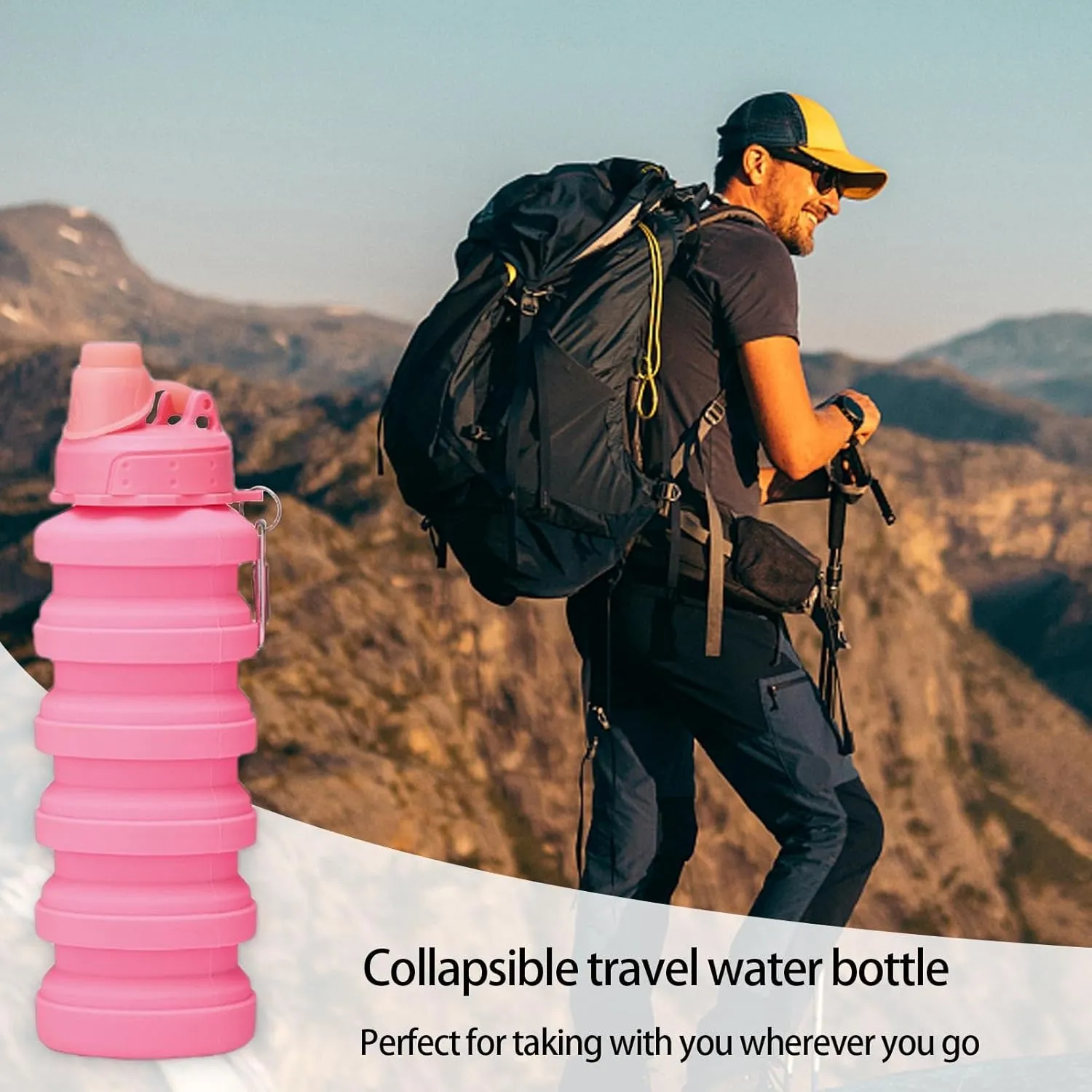 Retractable Water Bottle - Silicone Sports Water Bottle | Reusable Flexible Water Cup, Foldable Sports Water Bottle With Carabiner 700ml For Sports, Gym, Hiking, Travel