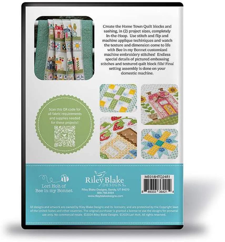 Riley Blake Machine Embroidery Patterns: Exclusive Digital Design, Compatible with Major Machines, Instant Download, Scalable Sizes, and Detailed Instructions (Home Town Quilt Projects)