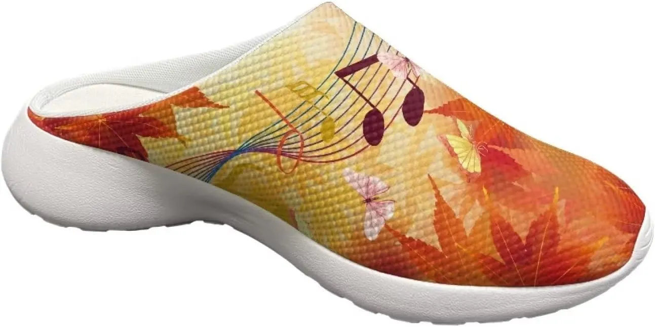 Rnyleeg Women's Arch Support Clogs Garden Shoes Slip-on Outdoor Beach Slippers Fall Thanksgiving Theme Home Clog Slippers