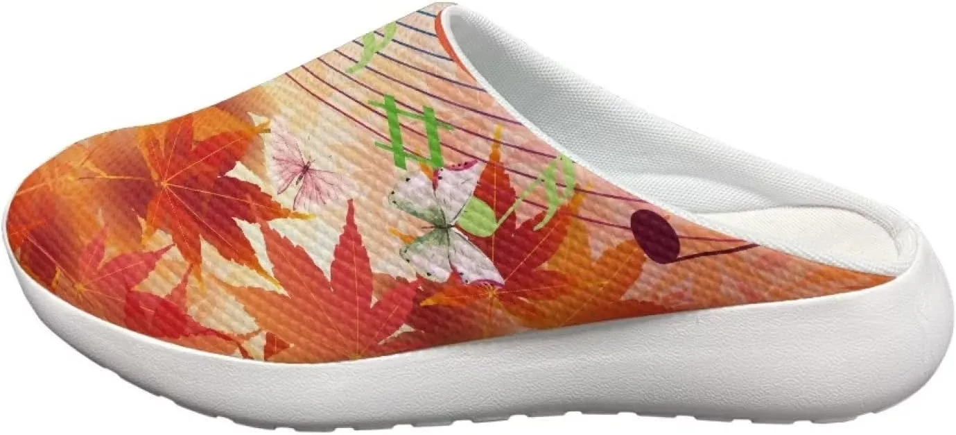 Rnyleeg Women's Arch Support Clogs Garden Shoes Slip-on Outdoor Beach Slippers Fall Thanksgiving Theme Home Clog Slippers