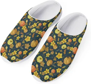 Rnyleeg Women's Arch Support Clogs Garden Shoes Slip-on Outdoor Beach Slippers Fall Thanksgiving Theme Home Clog Slippers