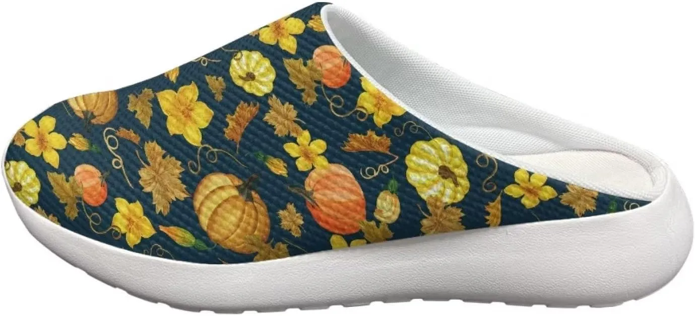 Rnyleeg Women's Arch Support Clogs Garden Shoes Slip-on Outdoor Beach Slippers Fall Thanksgiving Theme Home Clog Slippers