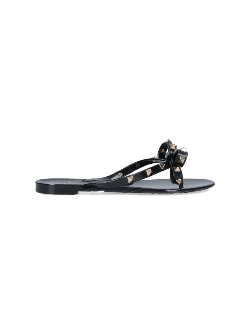 'Rockstud' Flip-Flop Sandals – Black