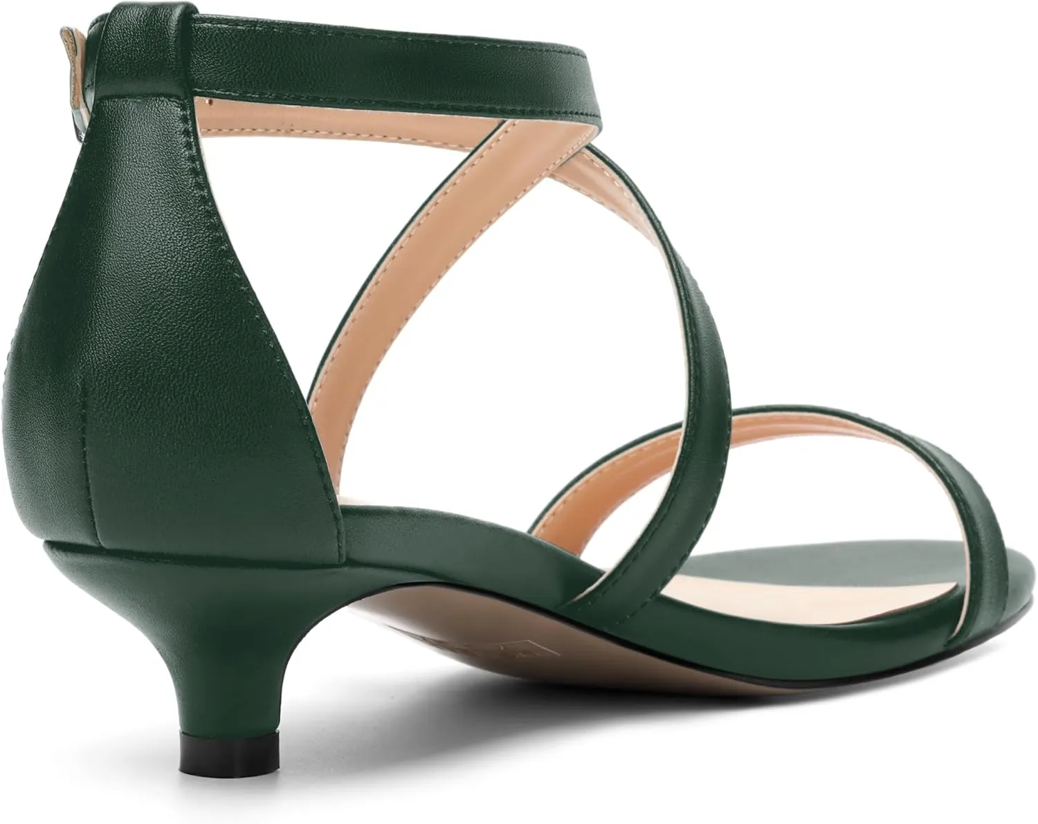 ROSERWISH Womens Matte Stylish Ankle Strap Dress Buckle Round Toe Wedding Kitten Low Heel Heeled Sandals 1.5 Inch