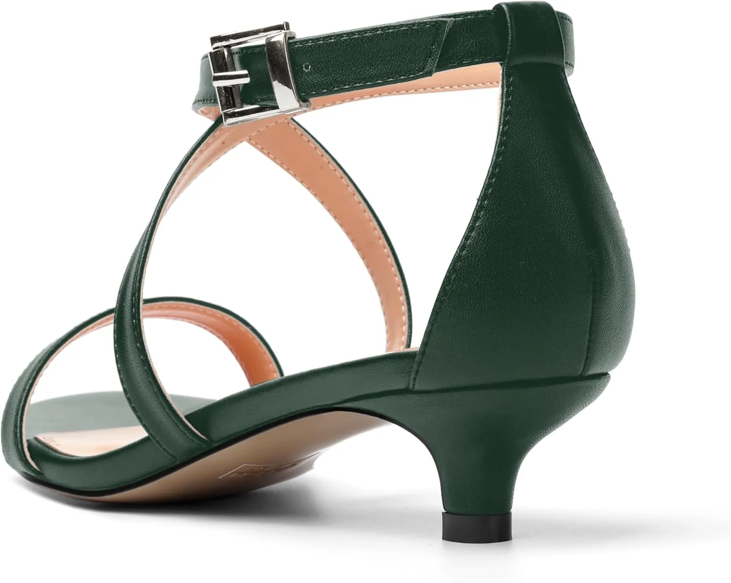 ROSERWISH Womens Matte Stylish Ankle Strap Dress Buckle Round Toe Wedding Kitten Low Heel Heeled Sandals 1.5 Inch