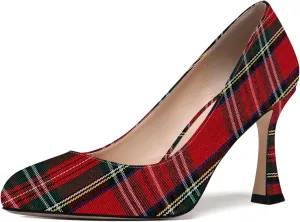 ROSERWISH Womens Party Patent Stylish Slip On Fashion Round Toe Stiletto High Heel Pumps Shoes 3.3 Inch
